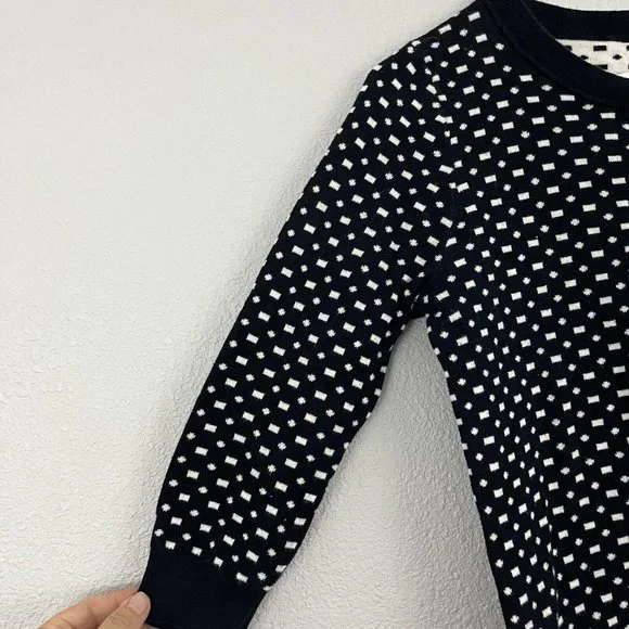J Crew Navy & White Polka Dot 3/4 Sleeve Cotton Pullover Sweater Size Small - Picture 4 of 5